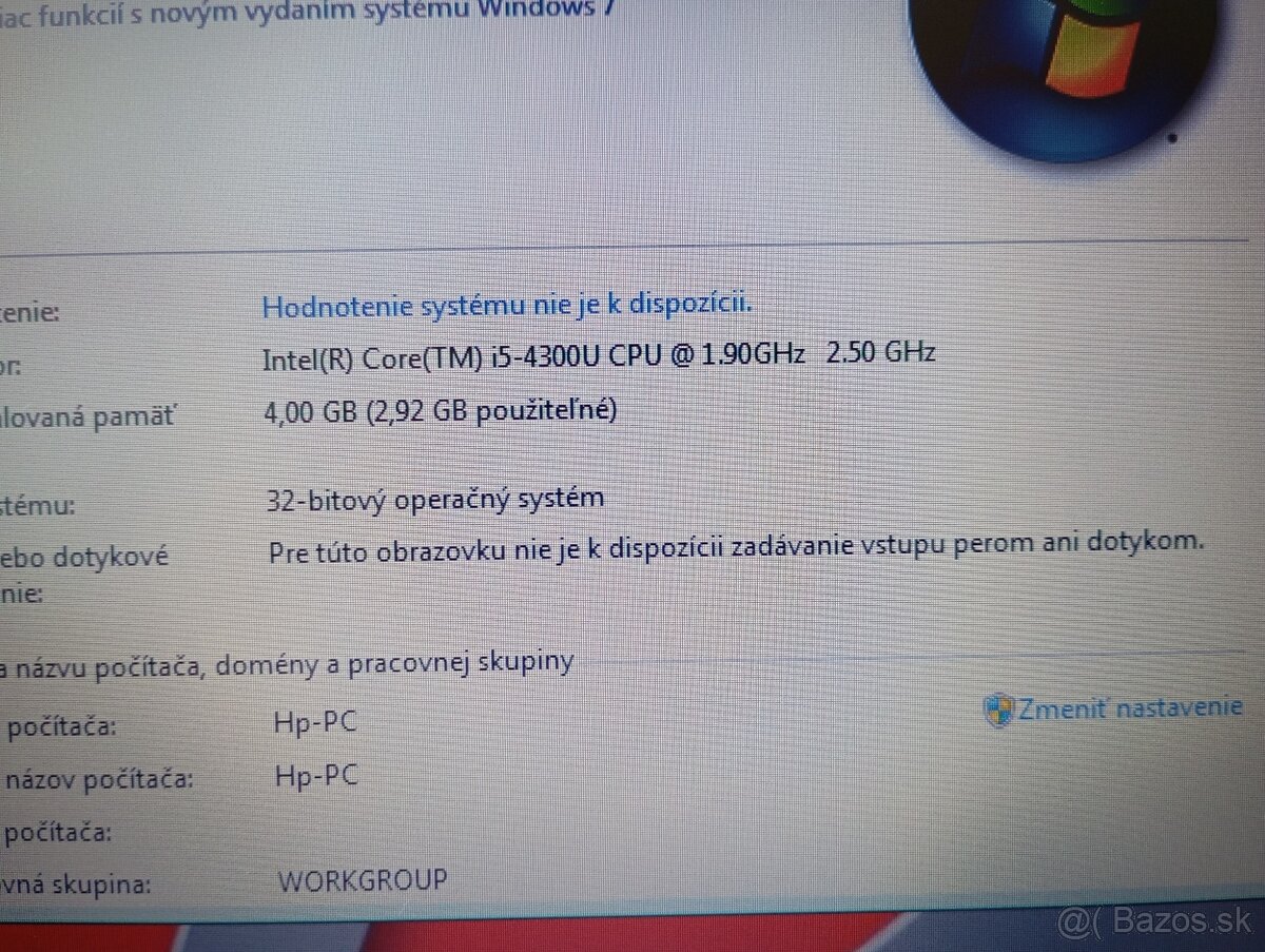 predám HP elitebook 820 g1 / Intel core i5 / Windows 7 32bit - 7