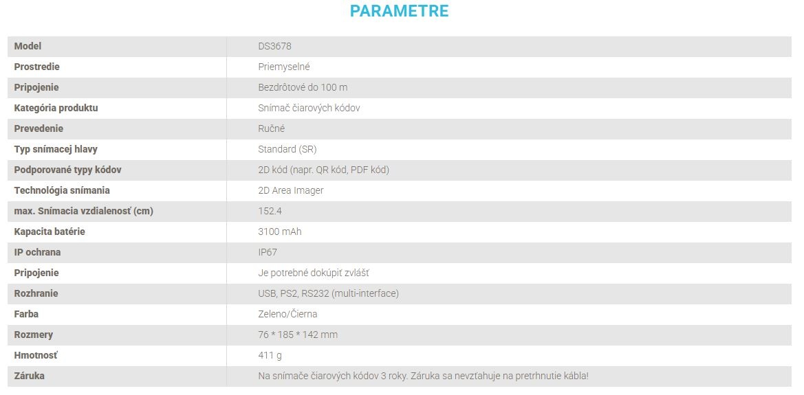 Čítačka (snímač) kódov Zebra DS3678 - 7