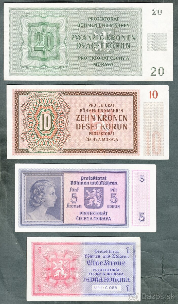 Staré bankovky PROTEKTORÁT KOMPLET SESTAVA - 7