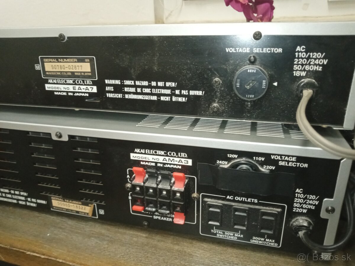 Predám hifi zostavu Akai stereo amplifer AM-A3 a Akai EA-A7 - 7