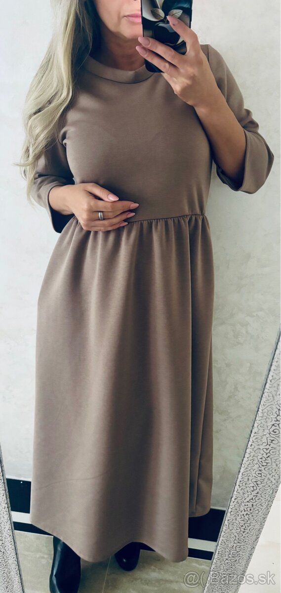 Damske dlhe talianske šaty latte - 7