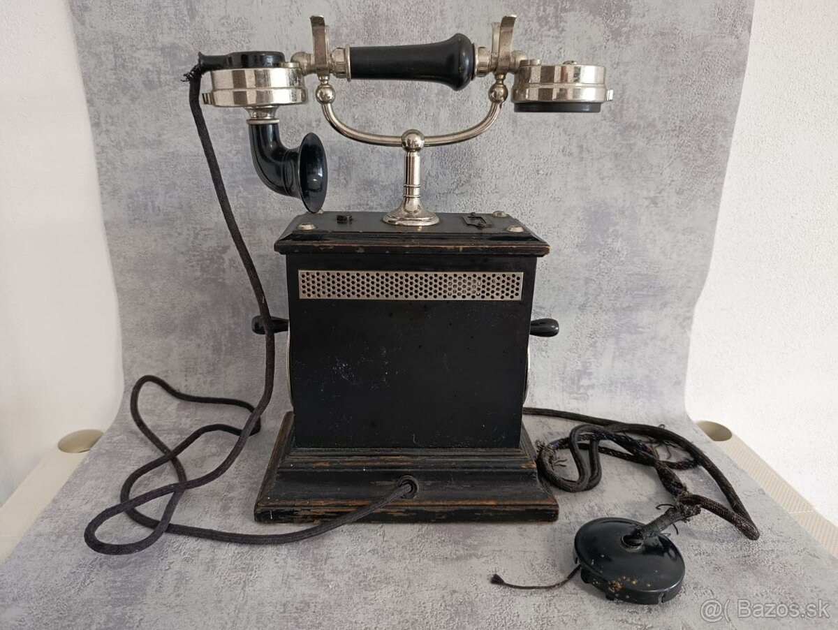 Starožitný švédský dvouklikový telefon z roku 1920-30 - 7