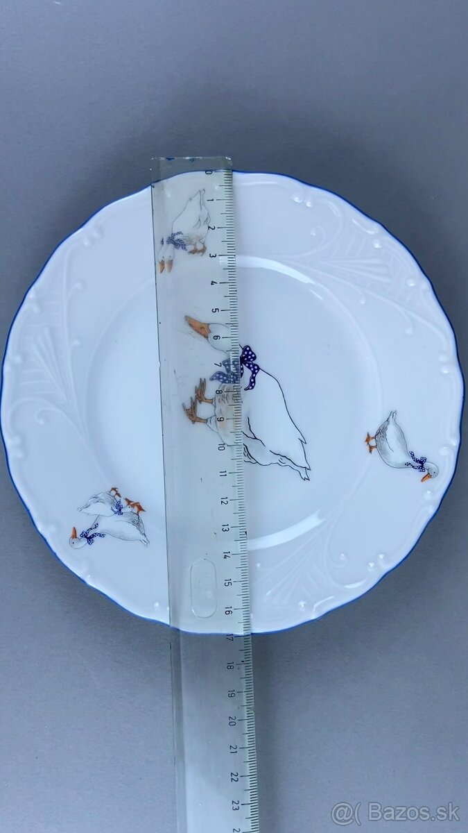 Porcelánová súprava pre 6 osôb husi, modrá linka - 7