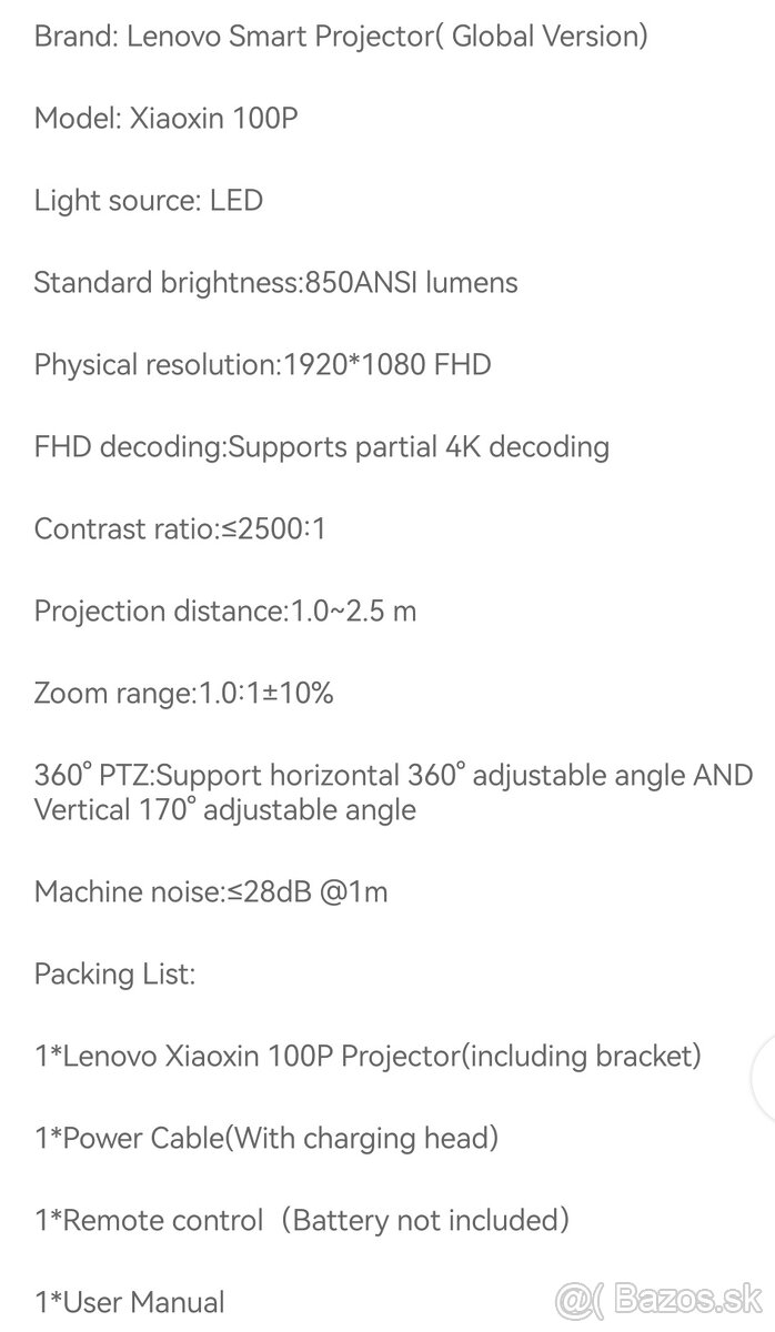 Projektor Lenovo 100P - 7