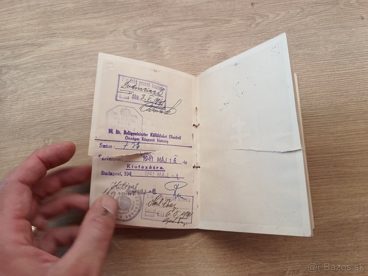 Cestovný pas, Slovenský štát 1940 Krupina - 7