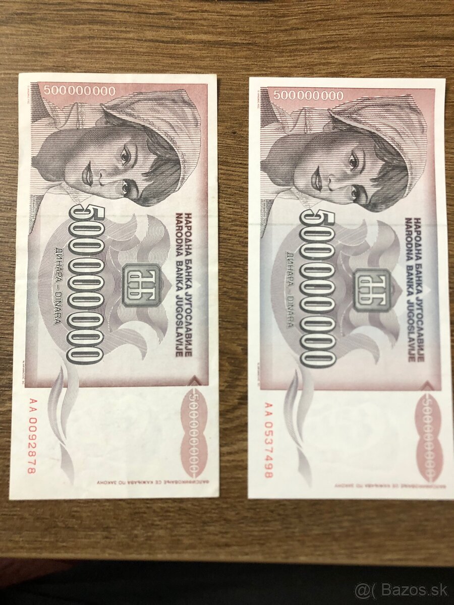 Bankovky JUHOSLAVIA 4 - 7