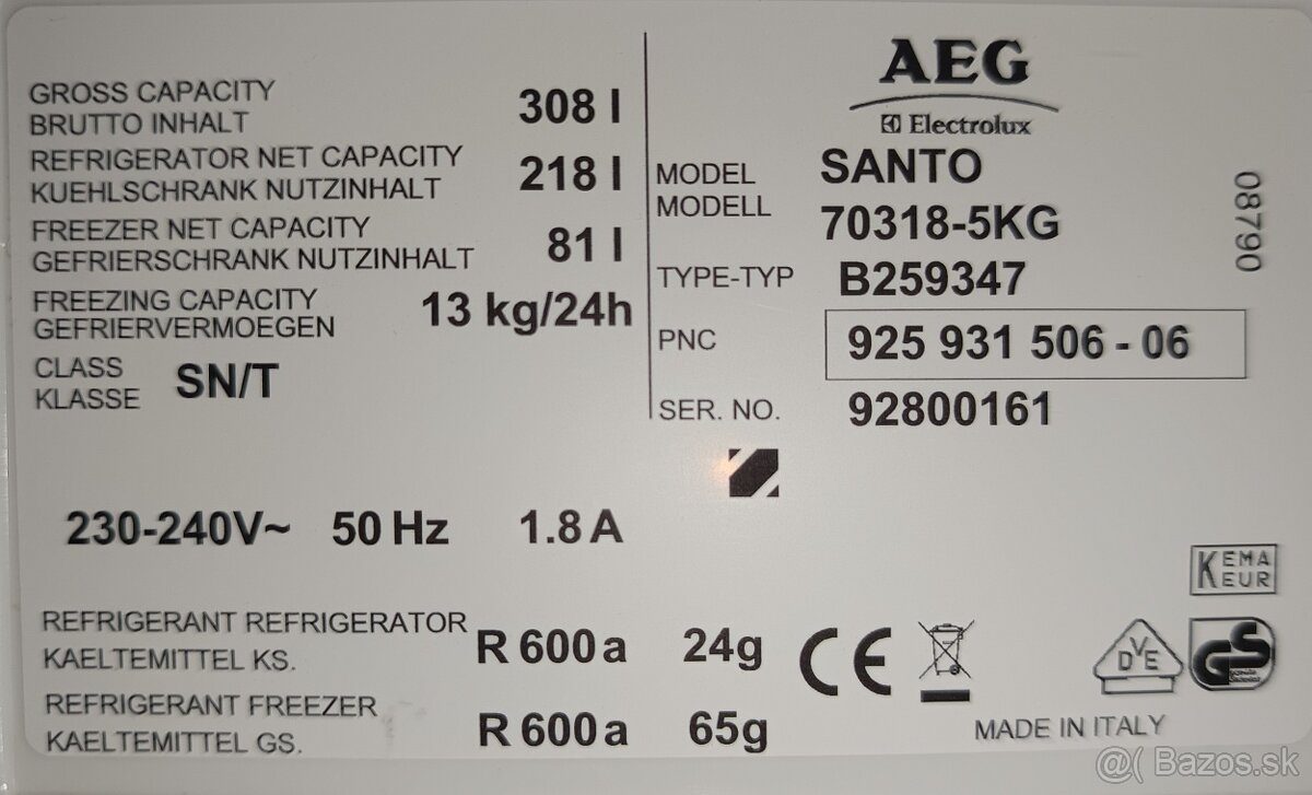Predám chladničku AEG - 7