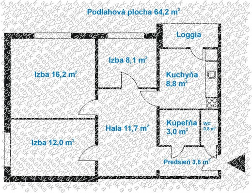 PREDAJ-, 3izb. Byt s loggiou, 69,3m2,Markova ul. Bratislava- - 7