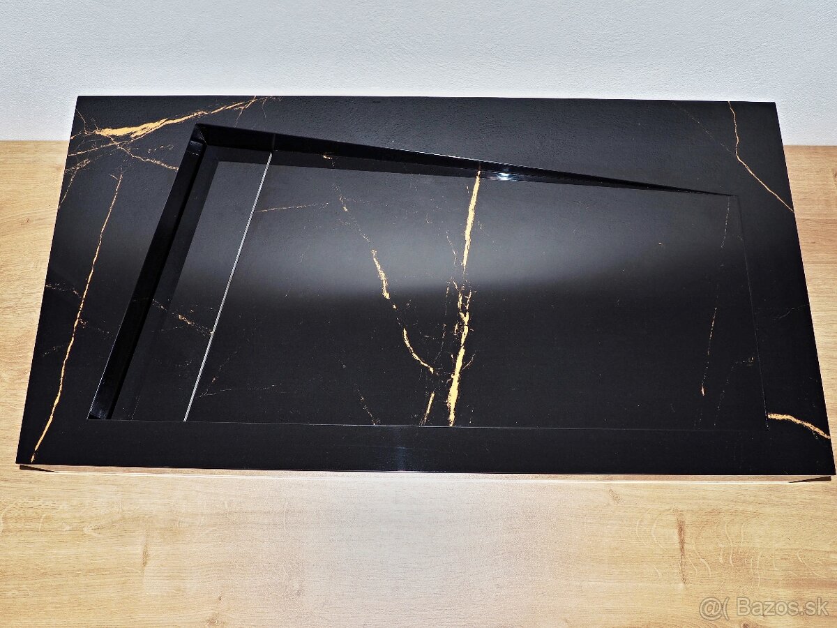 Čierne dizajnové umývadlo 80cm široké, umývadlo z dlažby - 7