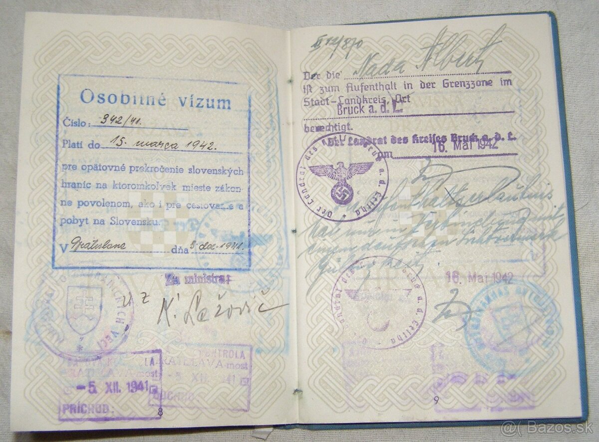 Predam Chorvatsky diplomatický pas z 2 ww...vela razítok spo - 7