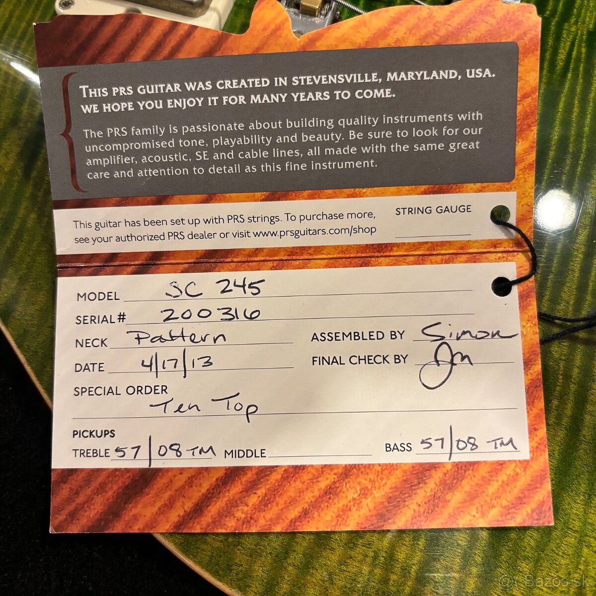 Predám PRS SC 245 10 TOP 2013 - 7