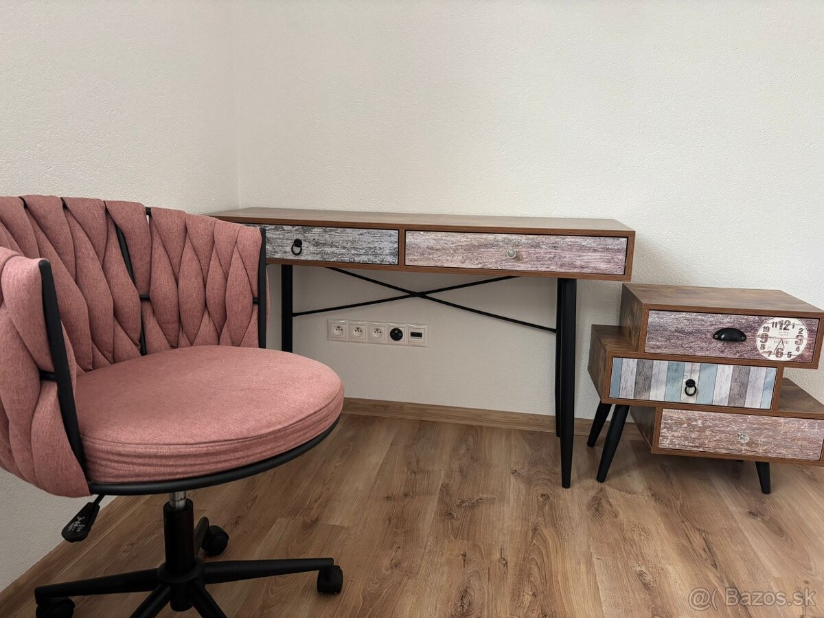 Pracovný stôl, ozdobná minikomoda a pracovné kreslo - 7