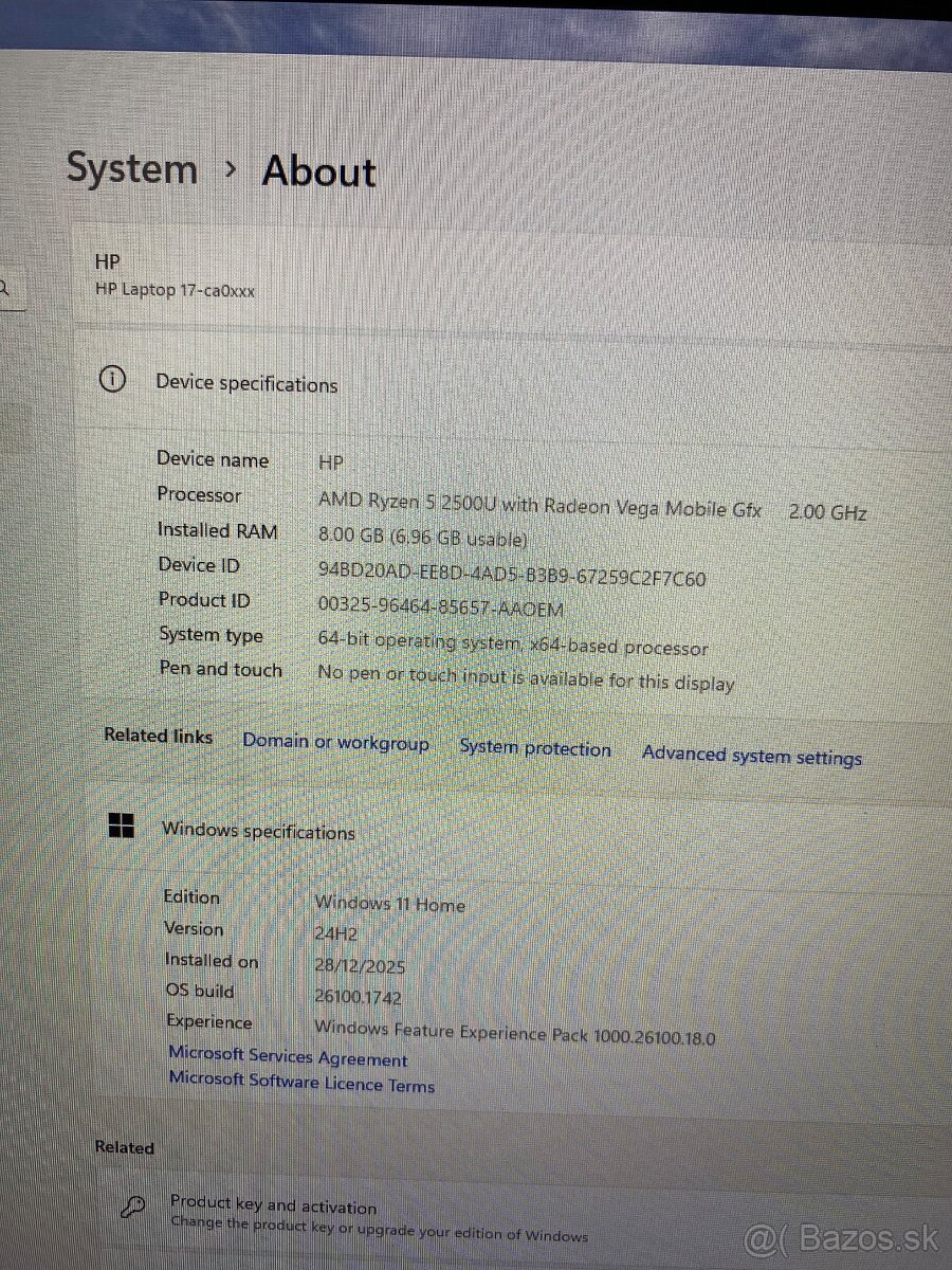 Notebook HP 17-ca0001nc 17,3” AMD Ryzen 5,8GBDDR4,256GBSSD - 7