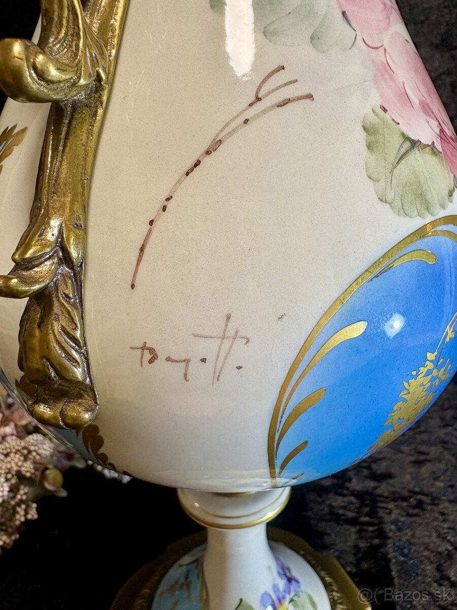 Starozitna porcelánové amorálne s bronzom, znacena - 7