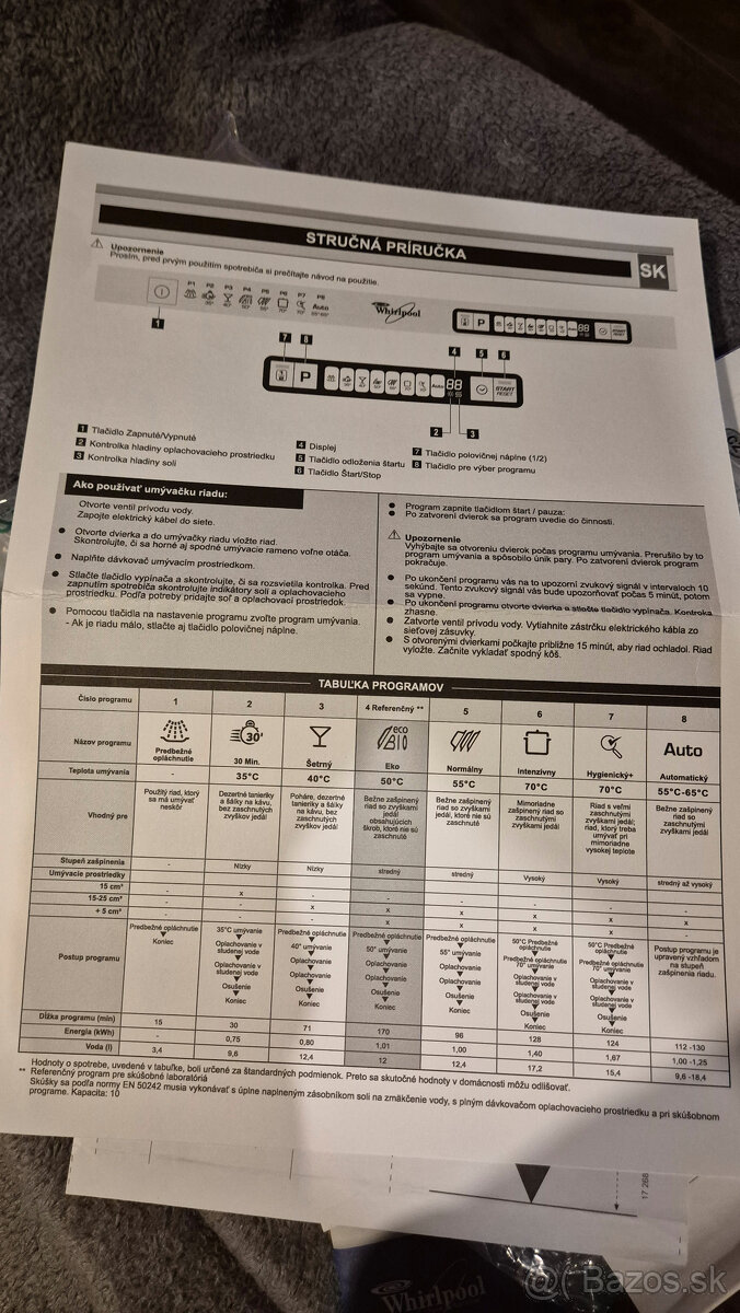 Predam zabudovatelnu umyvacku riadu Whirlpool ADG 789 - 7