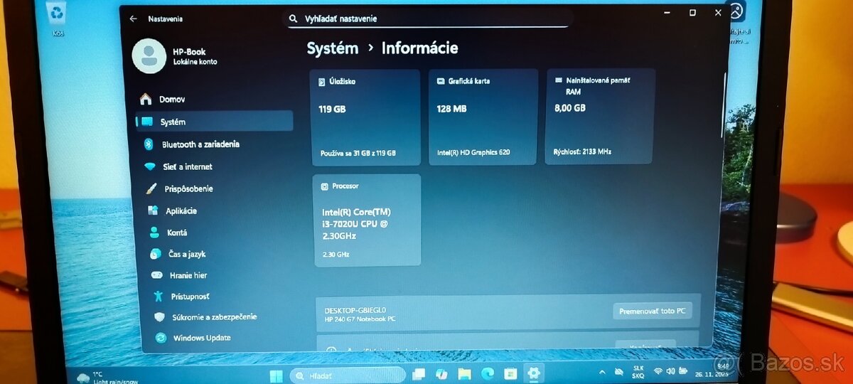 Predám notebook HP 240 g7 - 7