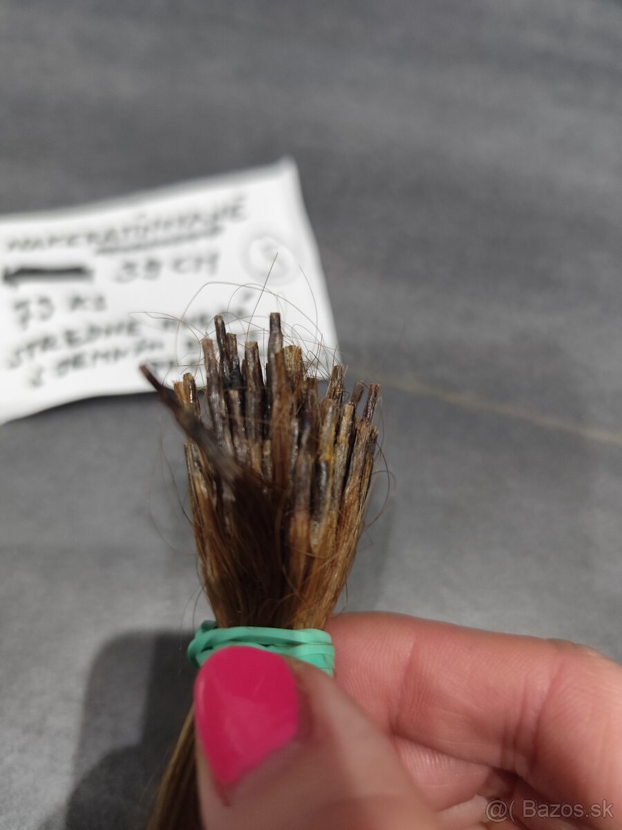 Ľudské vlasy na nadpojenie -hneda s blond melírom (161 ks) - 7