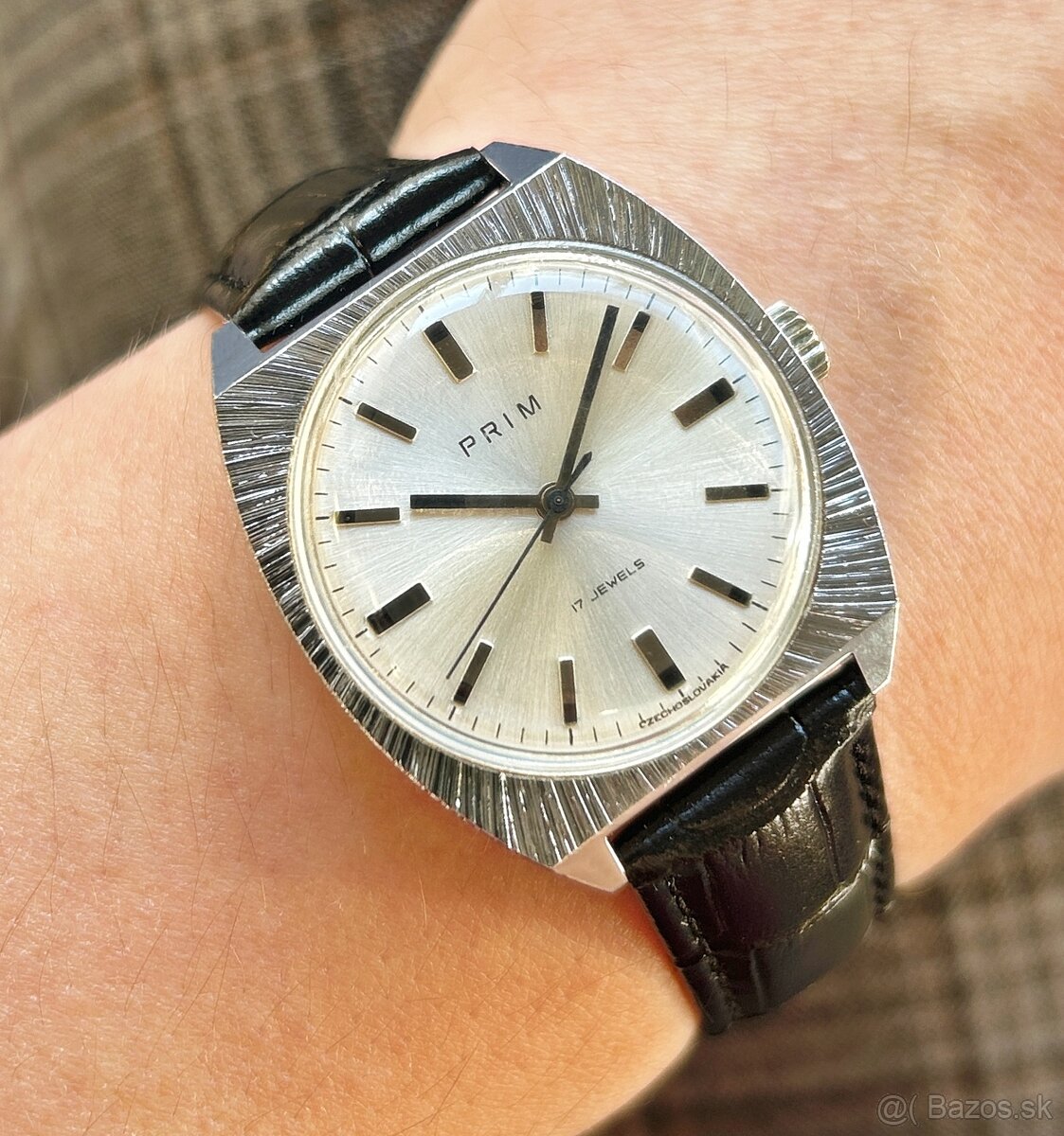 Československé mechanické vintage retro hodinky PRIM Čtverec - 7
