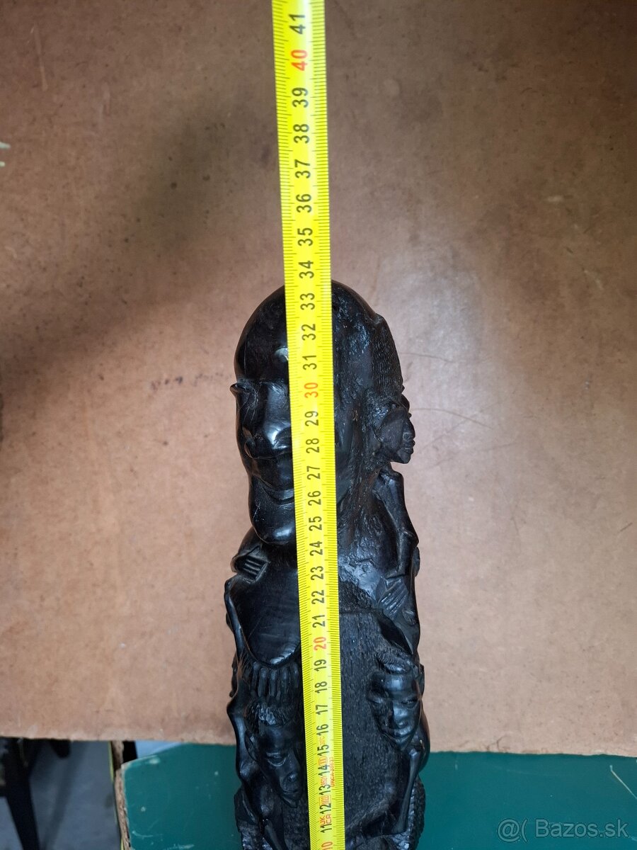 Predám starú drevorezbu rodokmeň kmeňa Makonde Tanzánia 34cm - 7