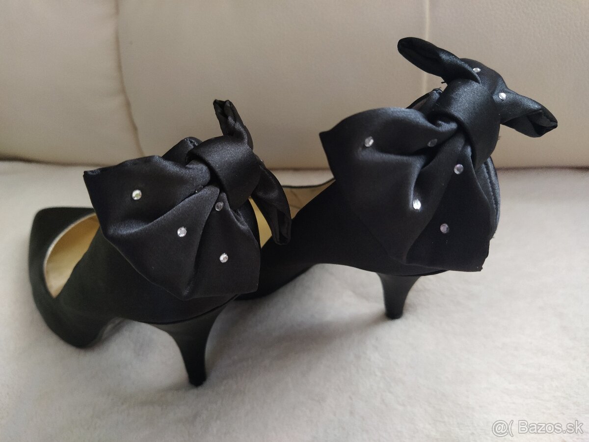 NOVÉ čierne saténové lodičky veľ. 36 (osobný odber) - 7