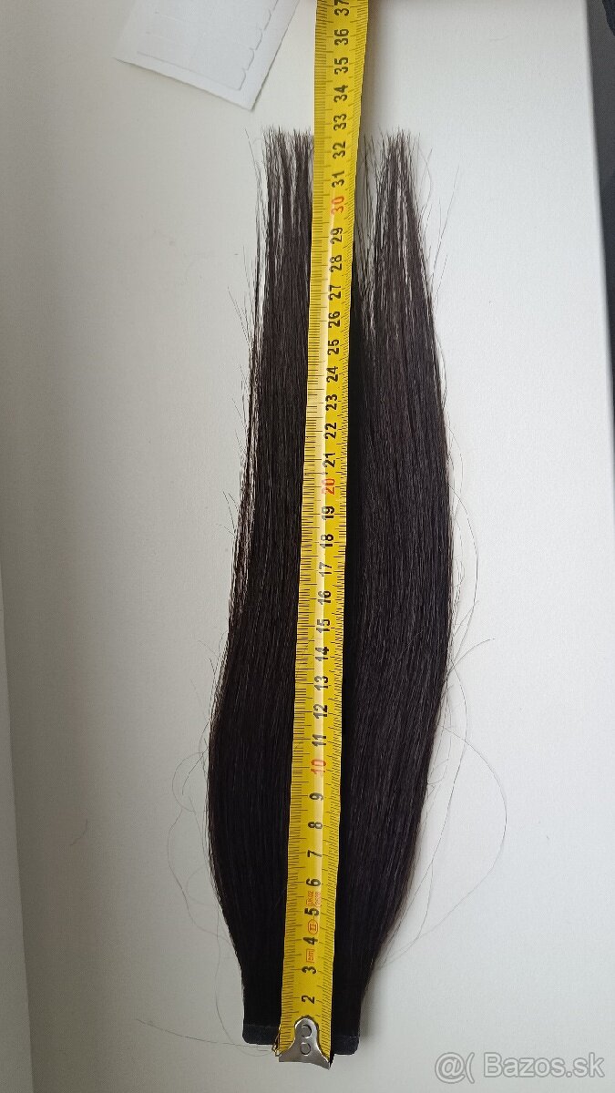 PRAVÉ VLASY predĺženie, príčesok hnedé + náhradné pásky - 7