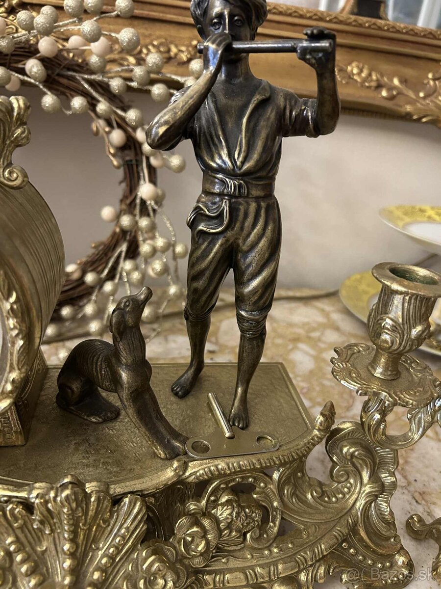 Starožitné krbové hodiny so svietnikmi - 7