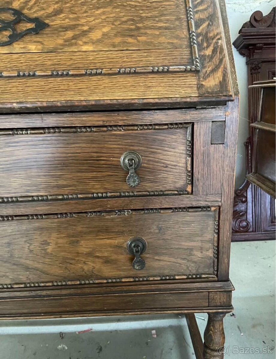 Písací kabinet, sekretár s vitrínou - 7