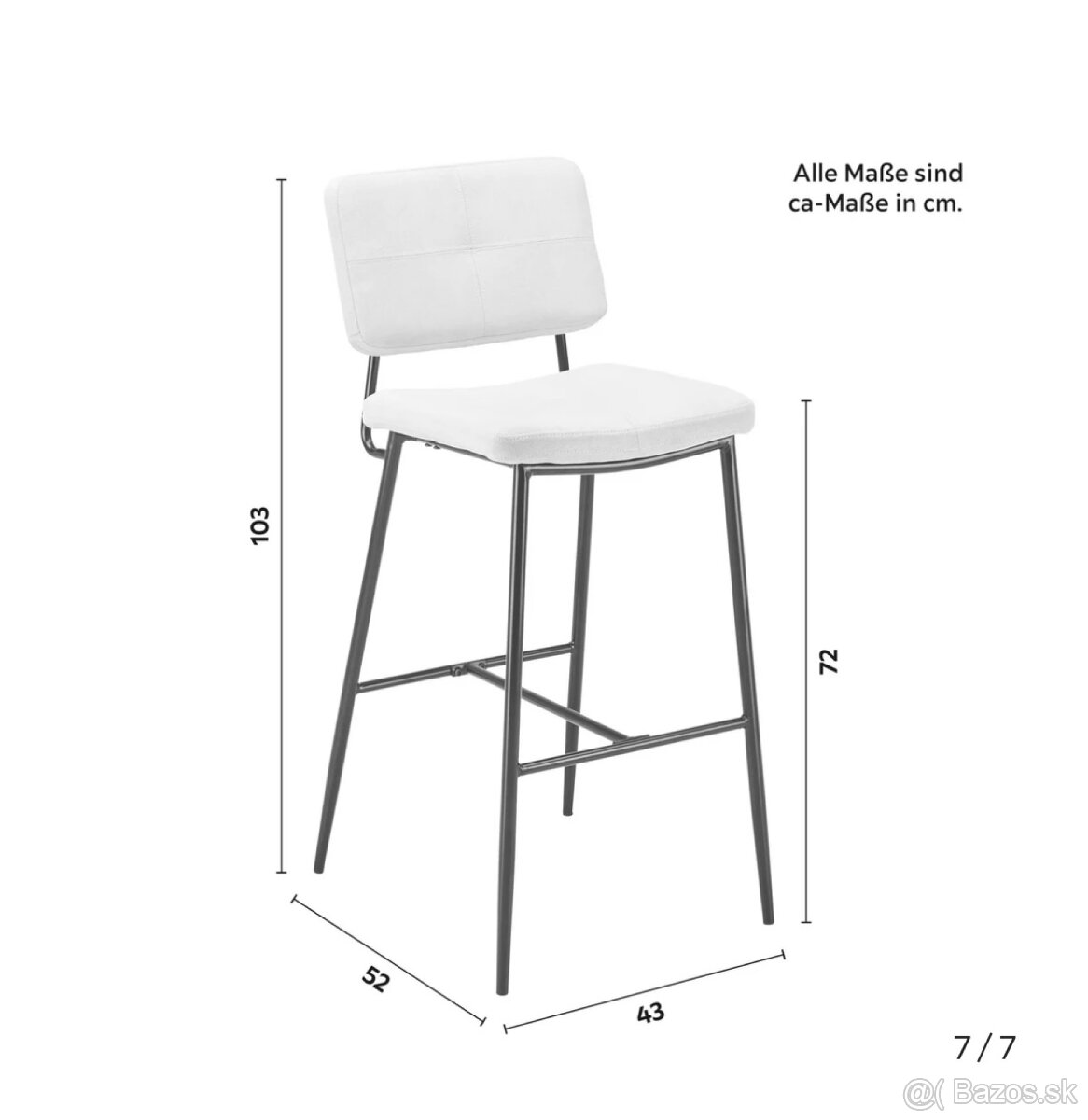 Barové stoličky NETA béžová (4 kusy) - 7