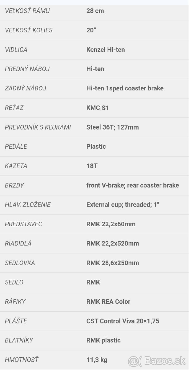 Detský bicykel Kenzel Kalea RF20 - 7