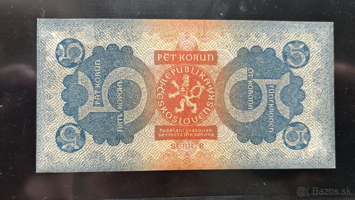 Bankovky 1.ČSR 5 korun 1921 Komenský - 7