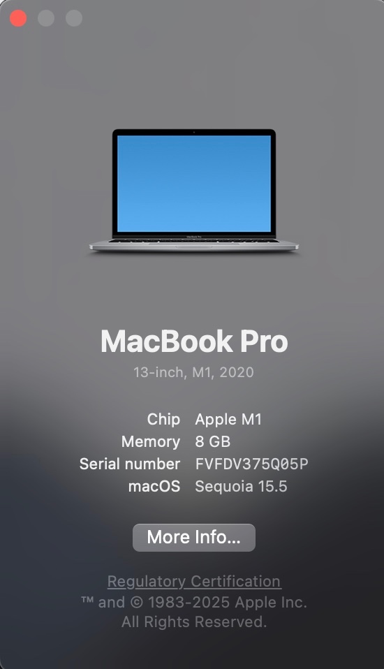 Predám Macbook Pro Retina 13 2020 8GB Ram 1T SSD Touch Bar - 7