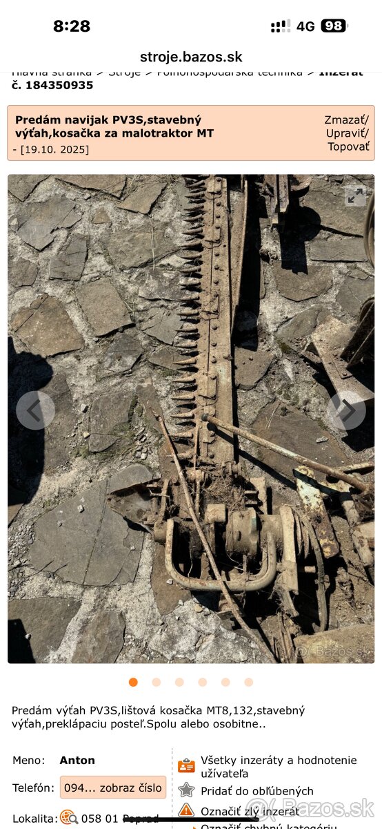 Predám navijak z PV3S za traktor ,lištová kosačka za traktor - 7