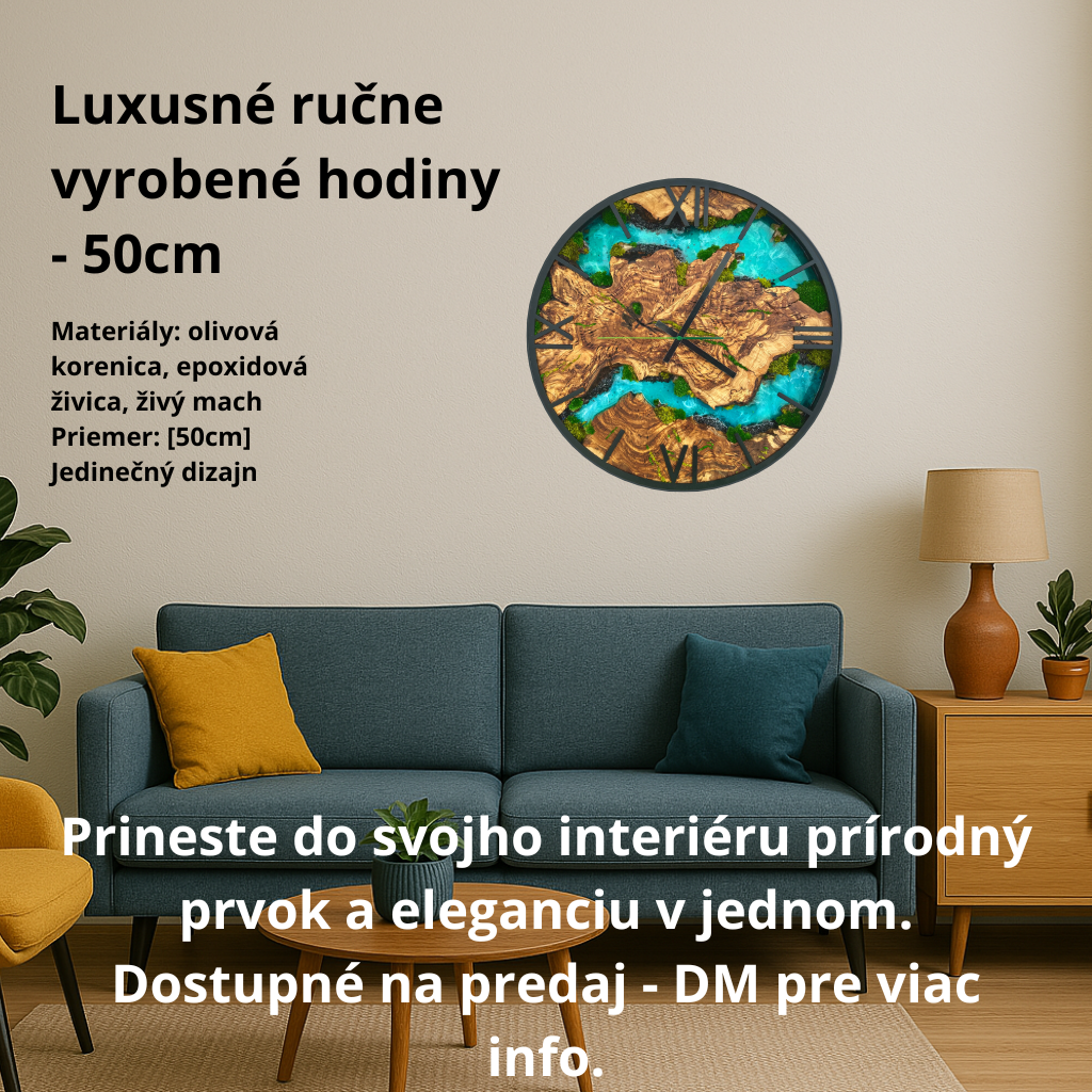 Machove hodiny , Machové hodiny , Drevené hodiny s epoxidom - 7