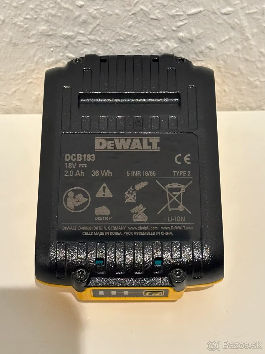 4x Nová Aku baterie DeWALT DCB183 18V XR 2Ah Li-ion - 7