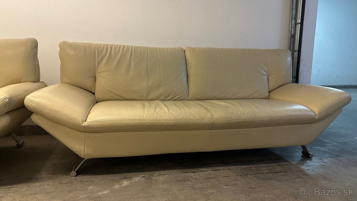 Bledá kožená sedačka 2+3 - 7