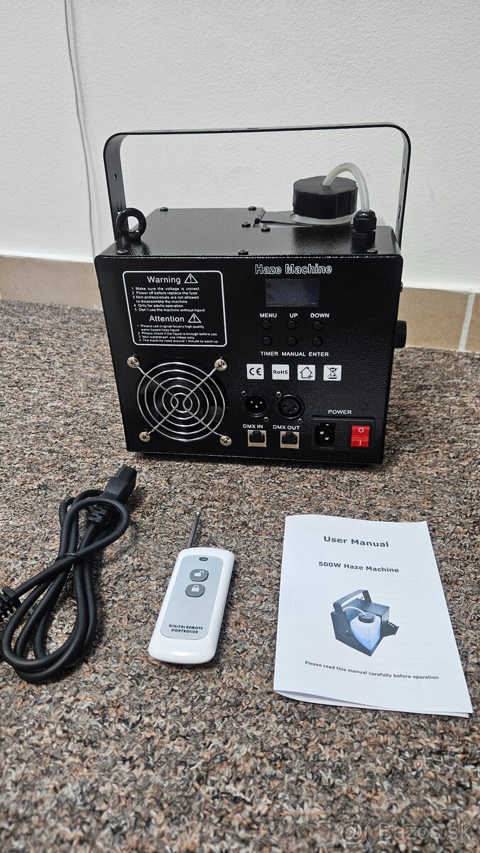 Hazer 500W na diaľkové ovládanie, dmx - 7
