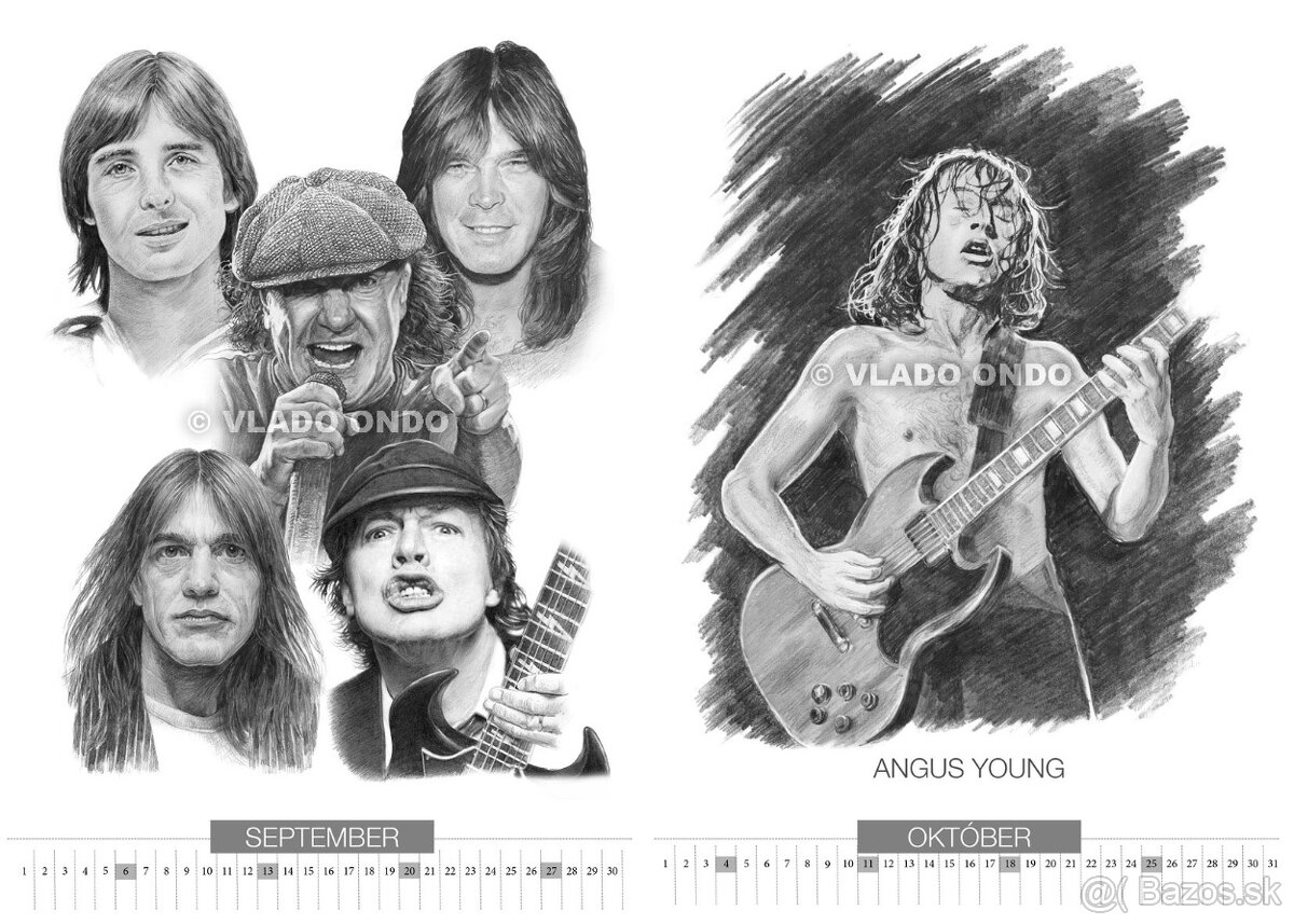 unikátny kreslený kalendár portrétov AC/DC 2026 - 7