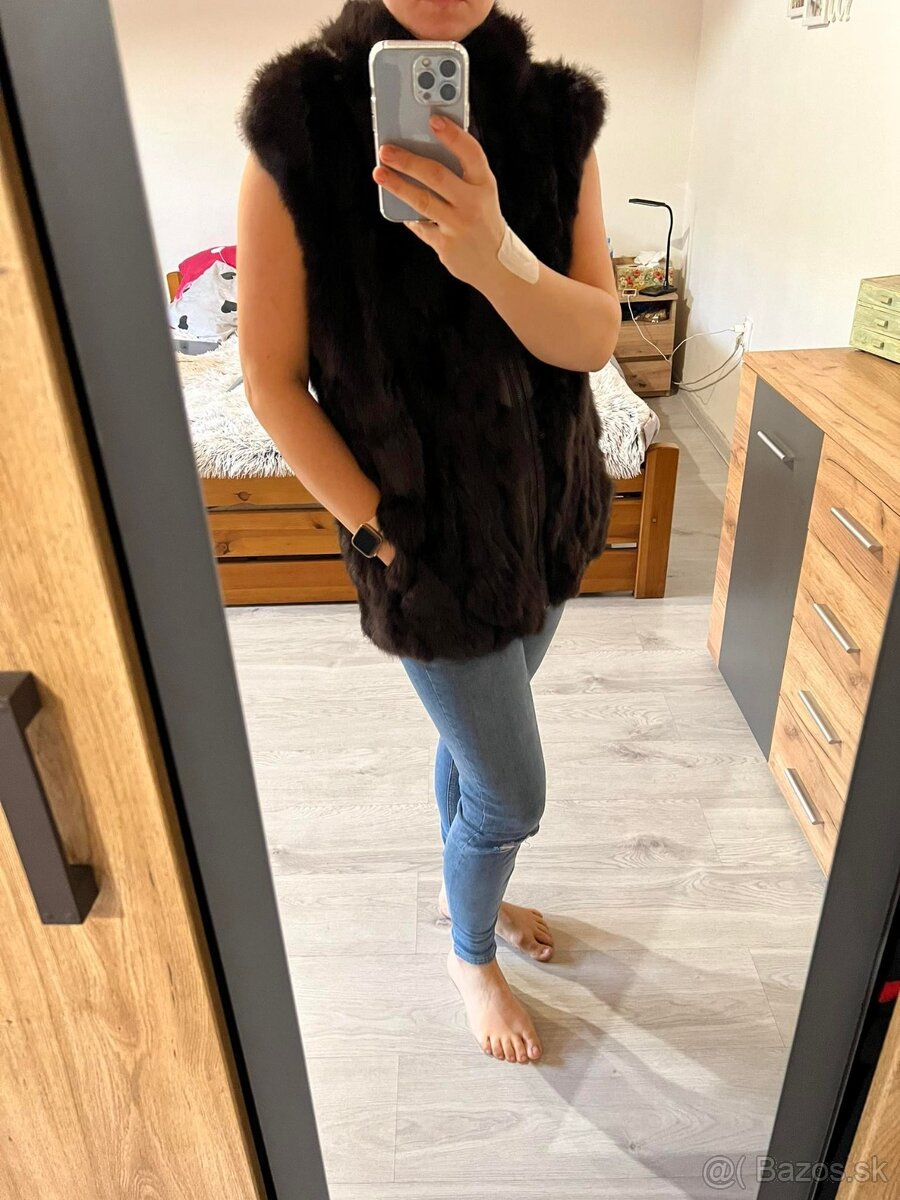 prava kozusinova damska stylova luxusna vesta-bunda - 7