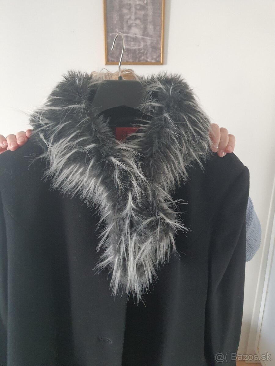 čierny zimný kabát velkosť 44-46 - 7