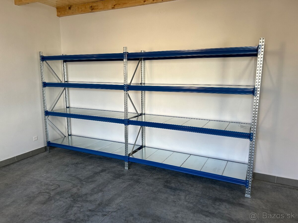 Kovový policovy regál, priemyselný profi nosnosť 450kg - 7