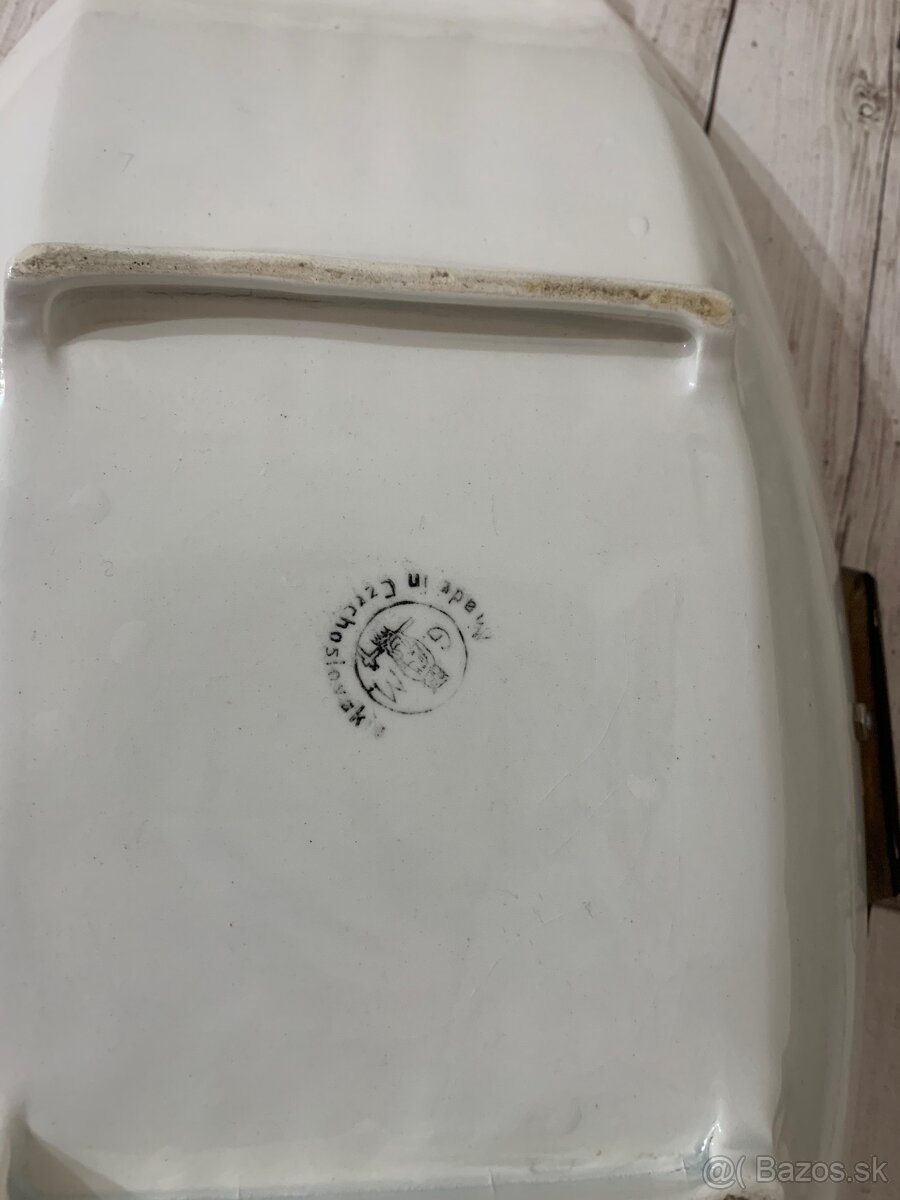 porcelánová tácka s kovovými úchytmi – - 7