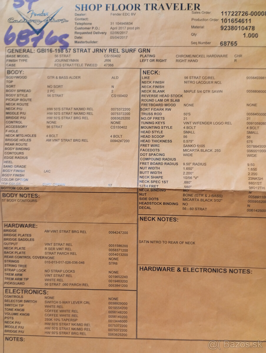 Fender stratocaster 57 relic custom shop - 7