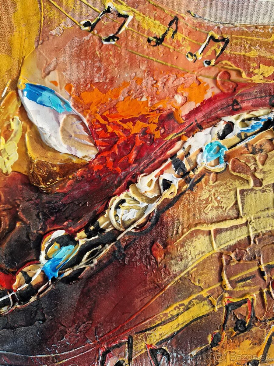 SHAUL KOSMAN - Saxofón a klavír (olejomaľba) nerámovaný - 7