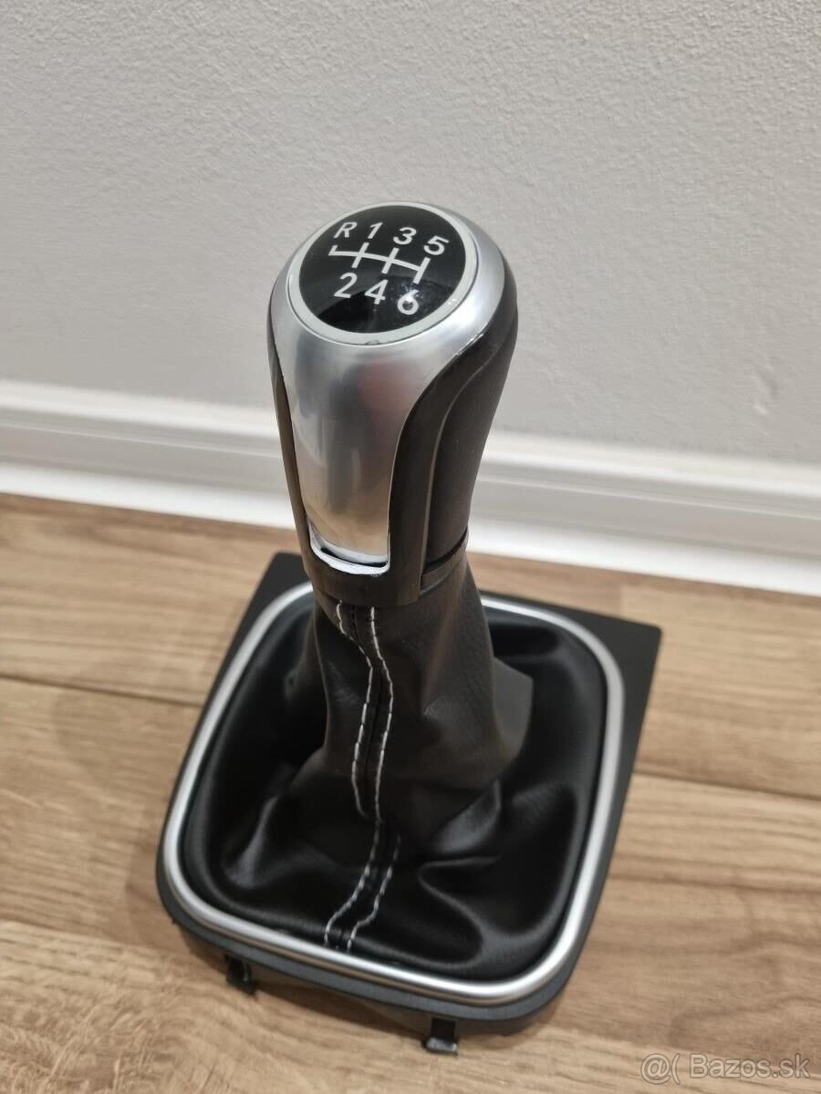 R36 GT kožená radiaca páka s BIELYM / ČERVENYM šitím - 7