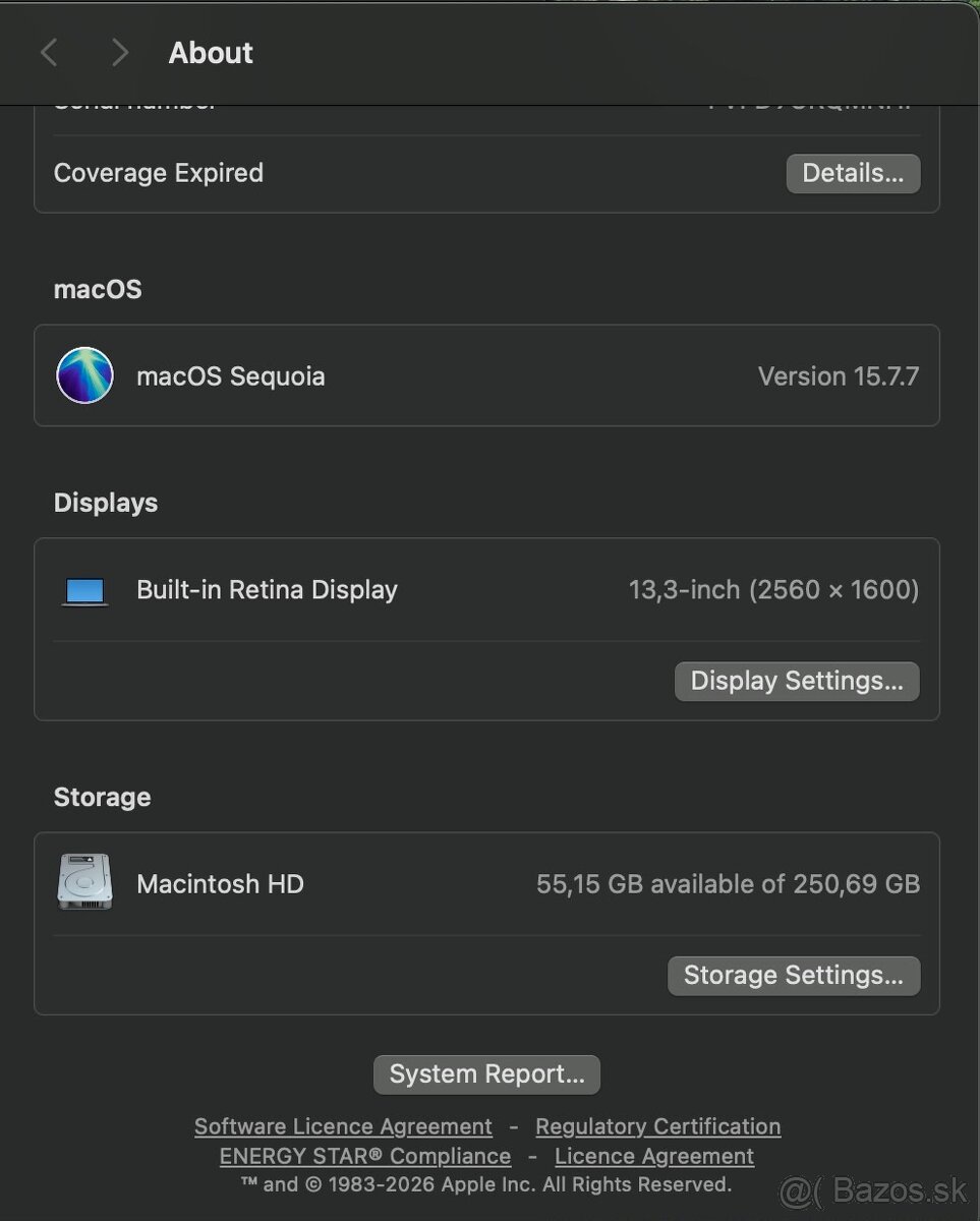 MacBook Air 2020, i3, 8GB RAM, 256GB - 7