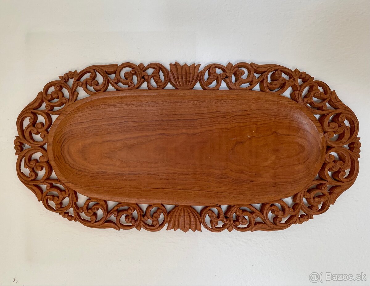 Veľky vyzrezávany set z tíkového dreva, dovezený z Ázie - 7