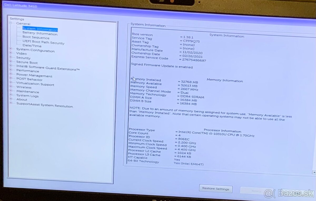 Dell latitude 5410 i5 32RAM 1TB SSD - 7