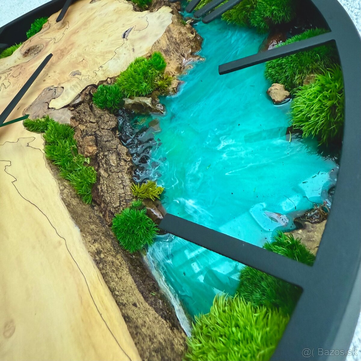 Machove hodiny s drevom a epoxidom priemer 50cm - 7