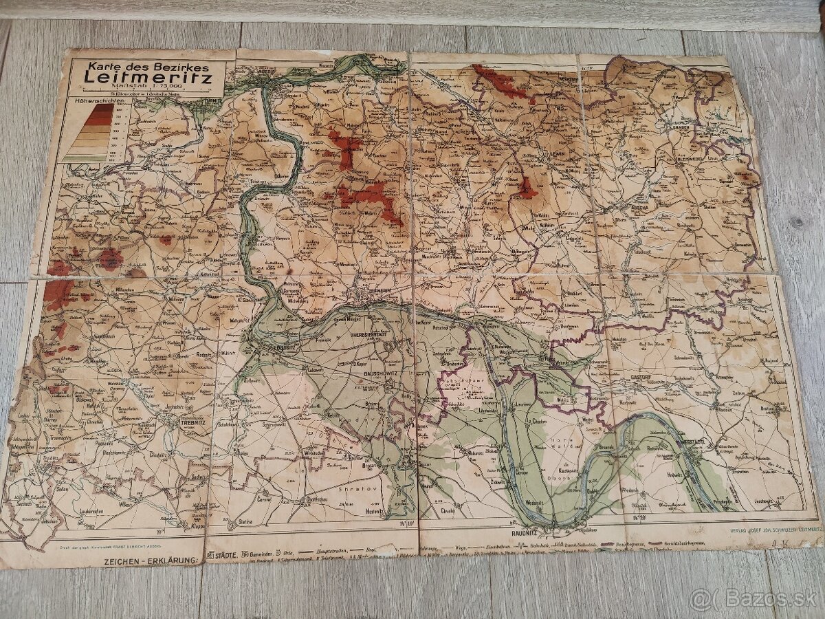 Stará německá mapa Leitmeritz (Litoměřice), J.J.Schweizer - 7