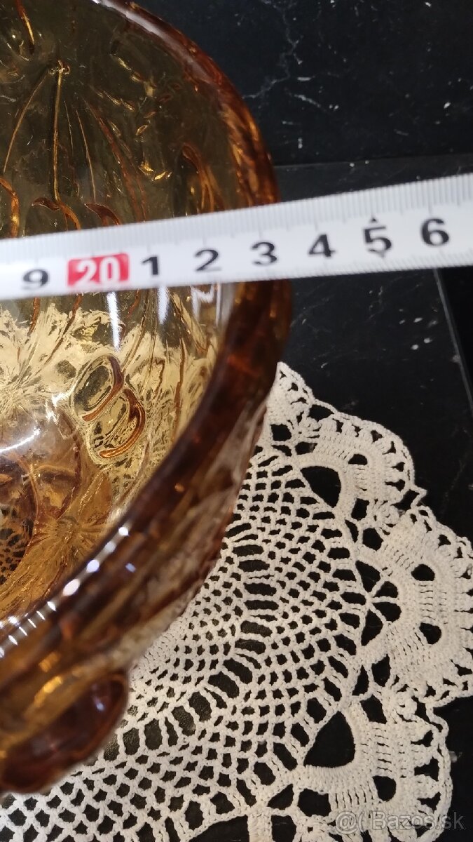 Misa z jantároveho skla-čerešne,Jozef Inwald obd. 1940-1960 - 7